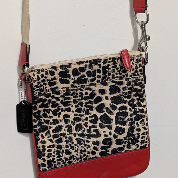 Coach Red and Black Leopard Print Crossbody Bag - Picture 3 of 5